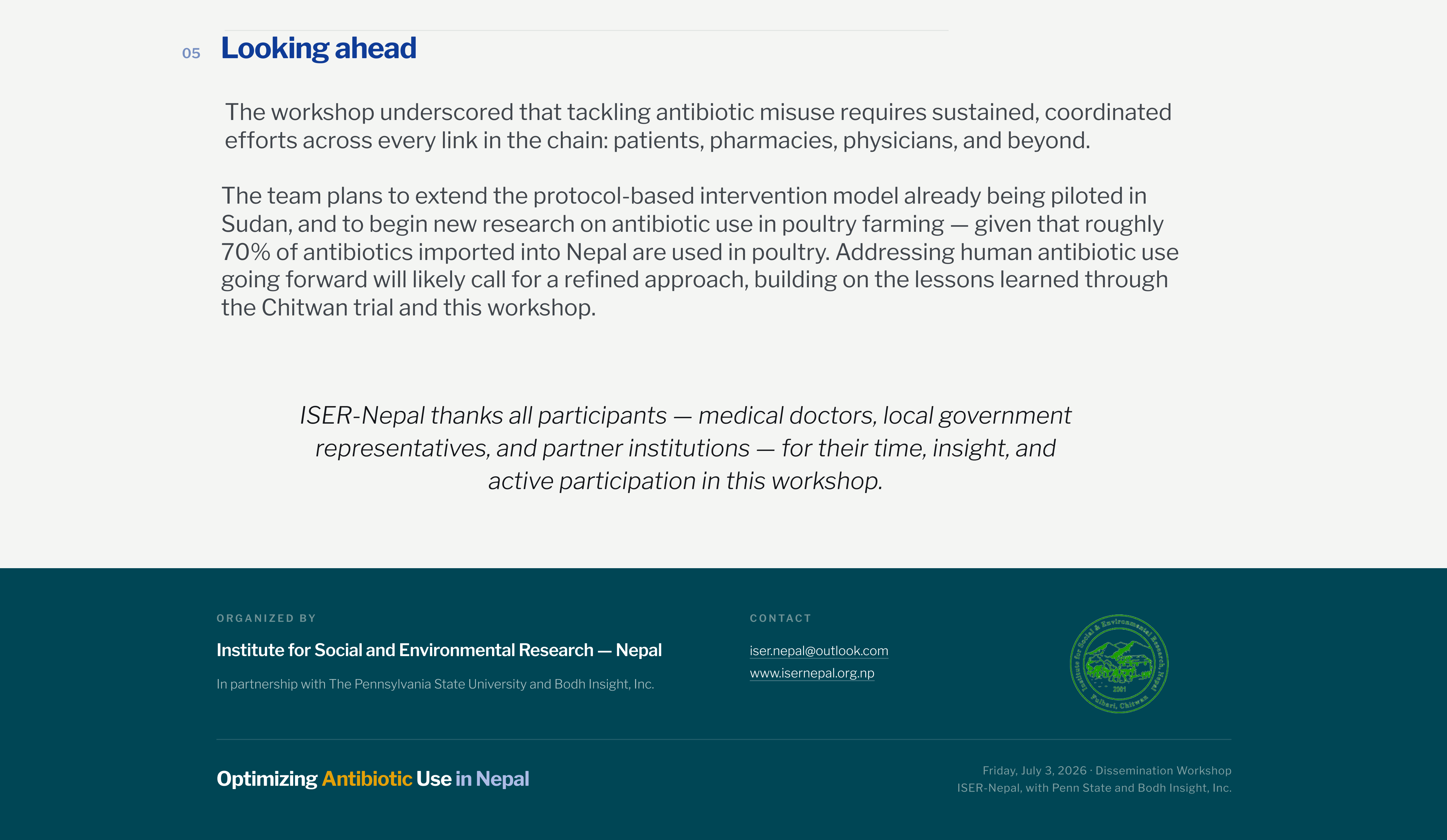 Dissemination Workshop - Optimizing Antibiotic Use in Nepal